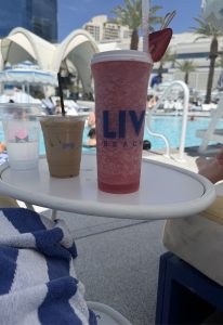 Frozen daiquiri and iced vanilla latte poolside at Fontainebleau Las Vegas